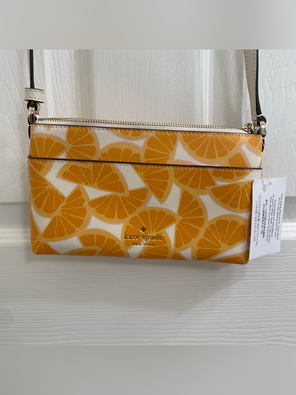 NWT Kate Spade Sadie Orange Slice Top Zip Crossbody Bag Pouch Saffiano